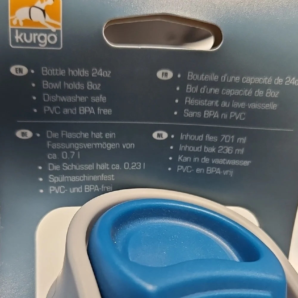Kurgo The Gourd H2O Bottle & Bowl 24oz blue NEW Dog Walking Hiking Camping NWT